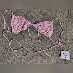Ruched Bow Bralette Bikini Top - Dollhouse